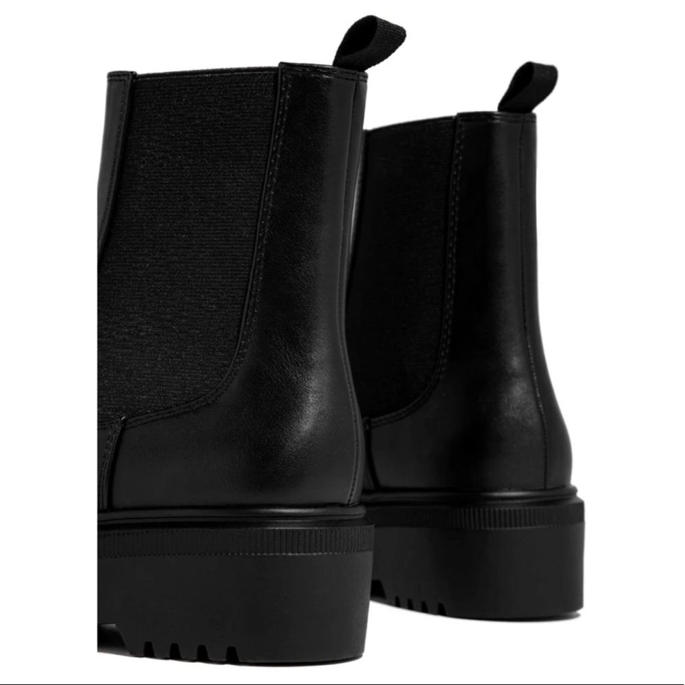 Black Lug Platform Slip On Bootie - Picture 5 of 9